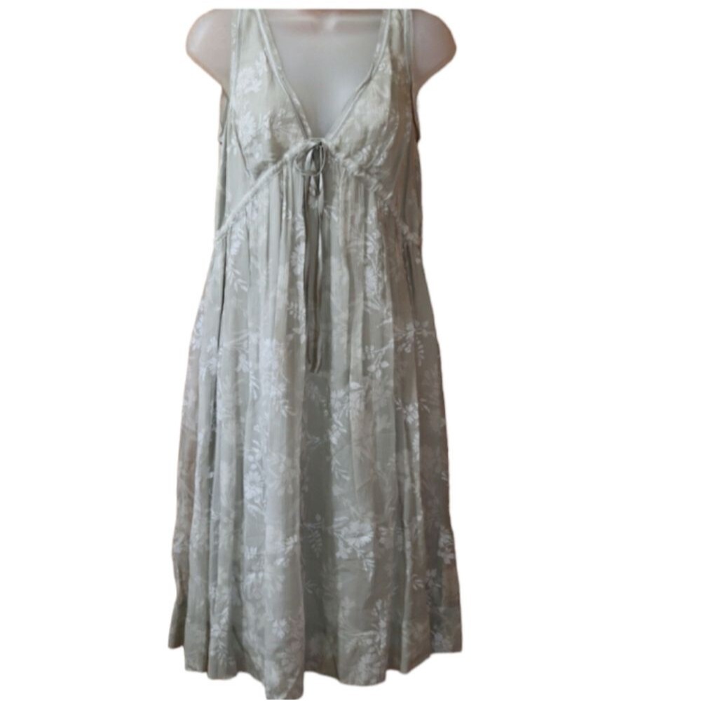 Robin Howe Gray Floral 100% Silk Gauzy Feminine Summer Party Dress 10